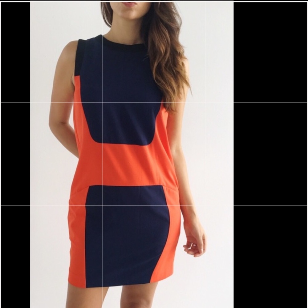 Rachel Roy  orange and navy blue dress